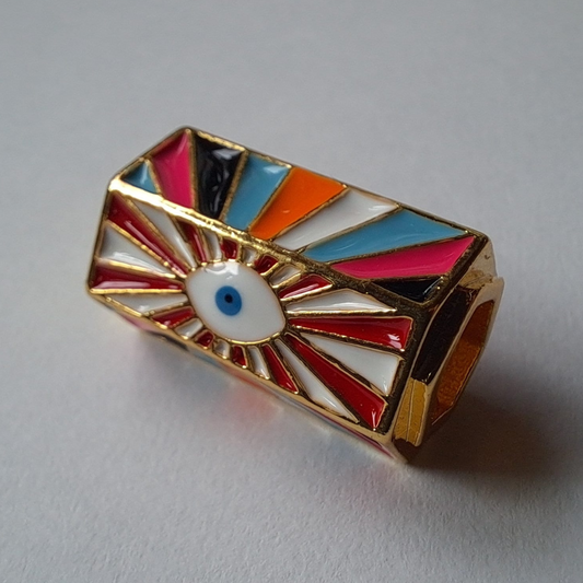 Red and White Evil Eye Dreadlock Bead // 7mm Beads Hole  // Psychedelic Beads for Dreadlocks, Dread Beads, metal dread bead