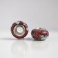 2 Red Ceramic & Sterling Silver Dread Beads - 5mm bead hole - Dreadlock Bead, Dread Accessories, Dread Lock Beads, Large Hole Bead