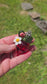 Strawberry Potion Bottle Pendant Silver Flower Topper