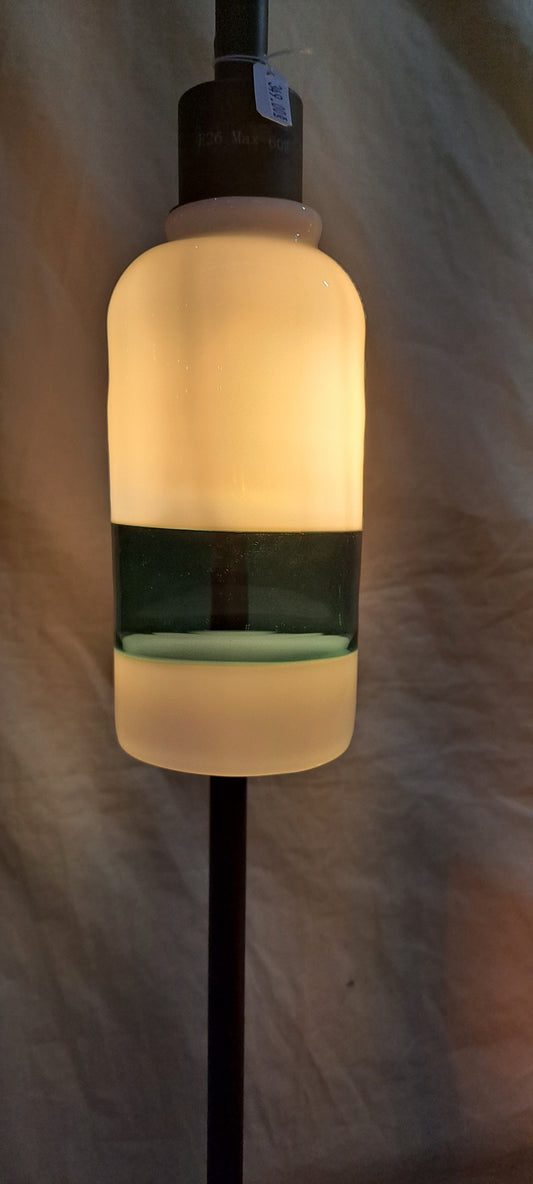 Glass Lamp Shade, Encalmo Lamp with colored accent band, Your Choice of Lamp Fixture,  Ready to Ship
