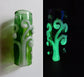 Glow in the Dark Spiral Tree on transparent green 8mm Bead Hole small size, Hand Blown Glass Dread Bead