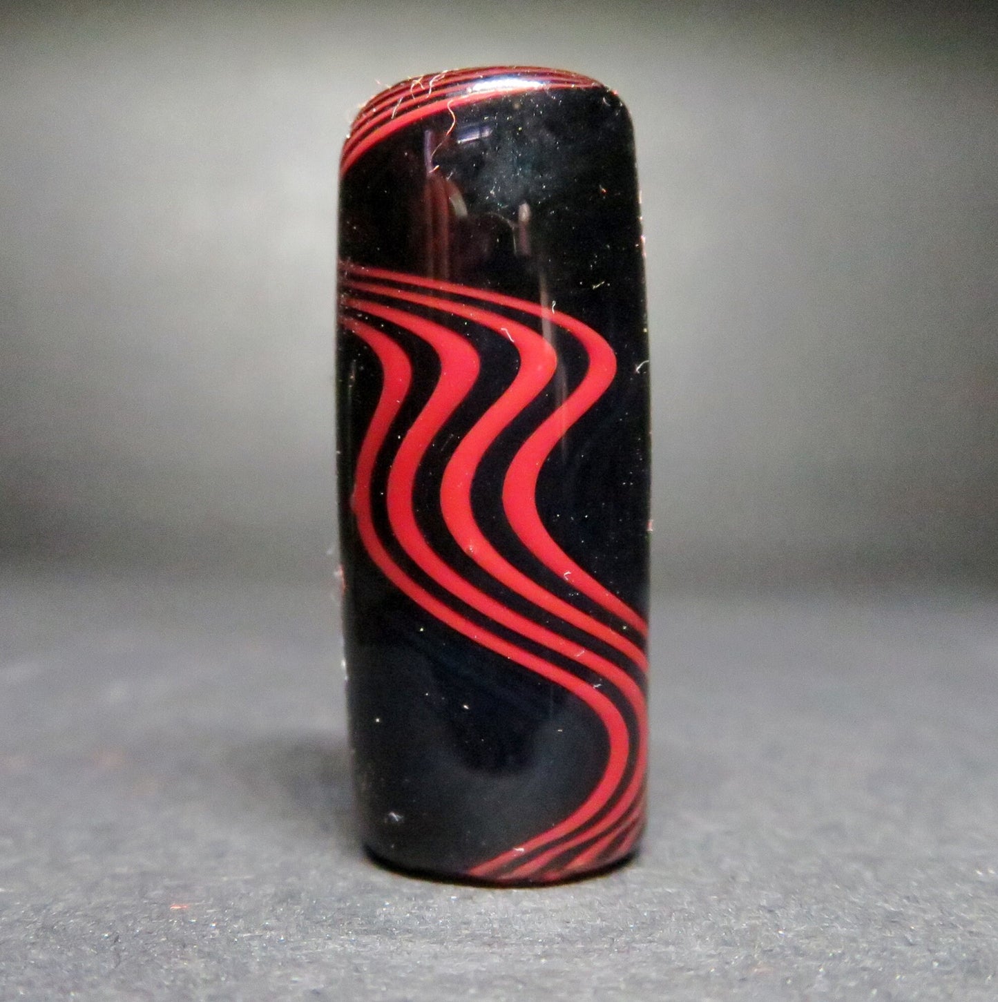 Black and Red Glass Dread Bead / CUSTOM Style and sizes Options / 4-16mm Bead Holes / Spiral - Wig wag - Twist / Made To Order