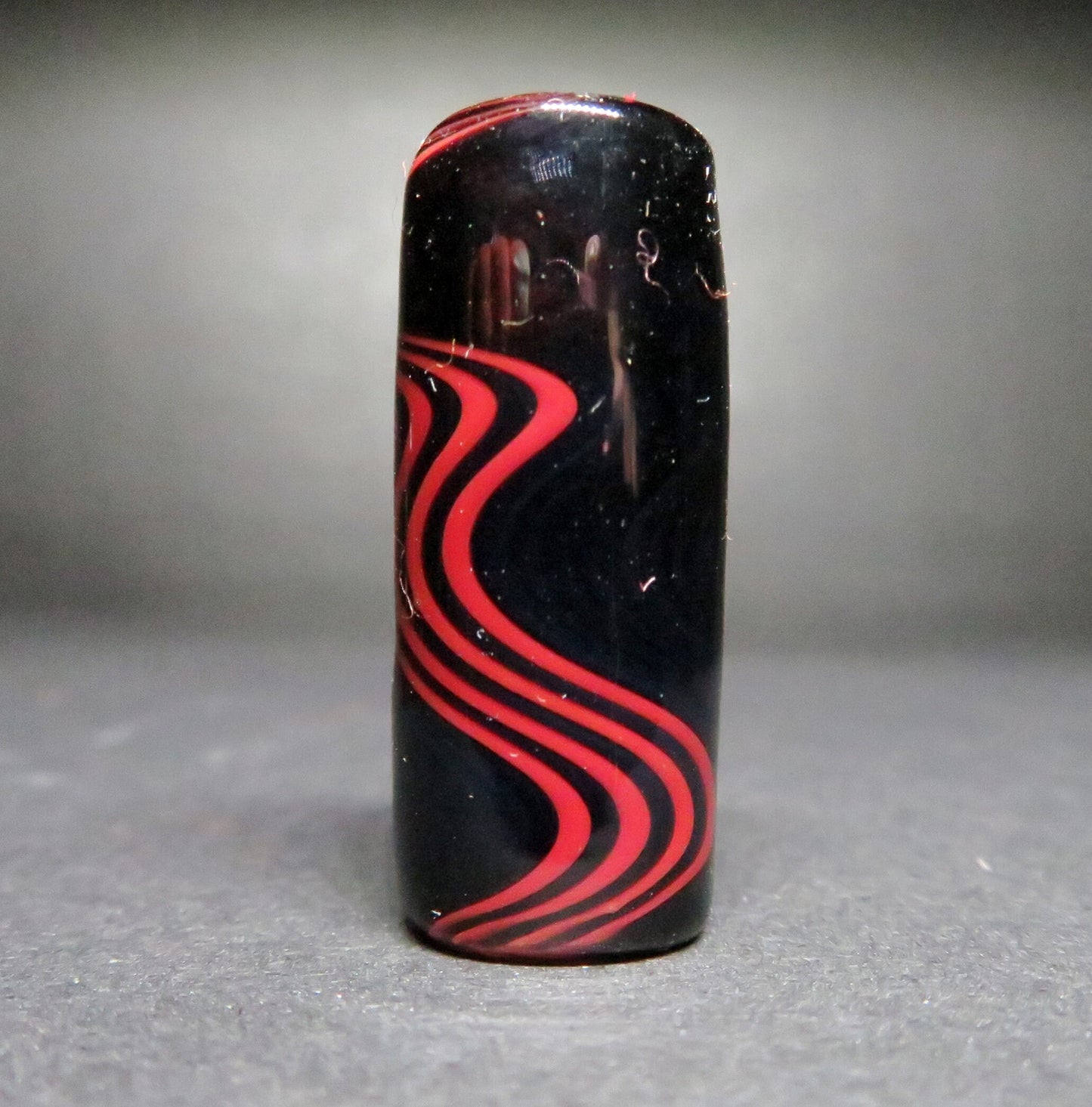 Black and Red Glass Dread Bead / CUSTOM Style and sizes Options / 4-16mm Bead Holes / Spiral - Wig wag - Twist / Made To Order