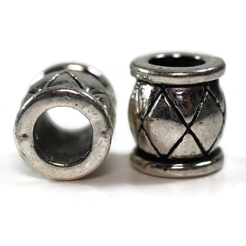 2 pack Metal barrel dread lock bead or beard beads 7mm bead hole, , Loc Jewelry, Loc Accessories, Dreadlock beads, metal dread bead