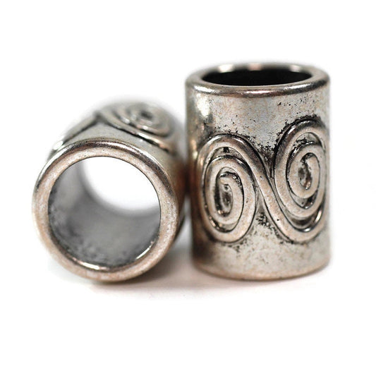 2 pack Metal double spiral Dread Beads Large hole Bead, 4E001