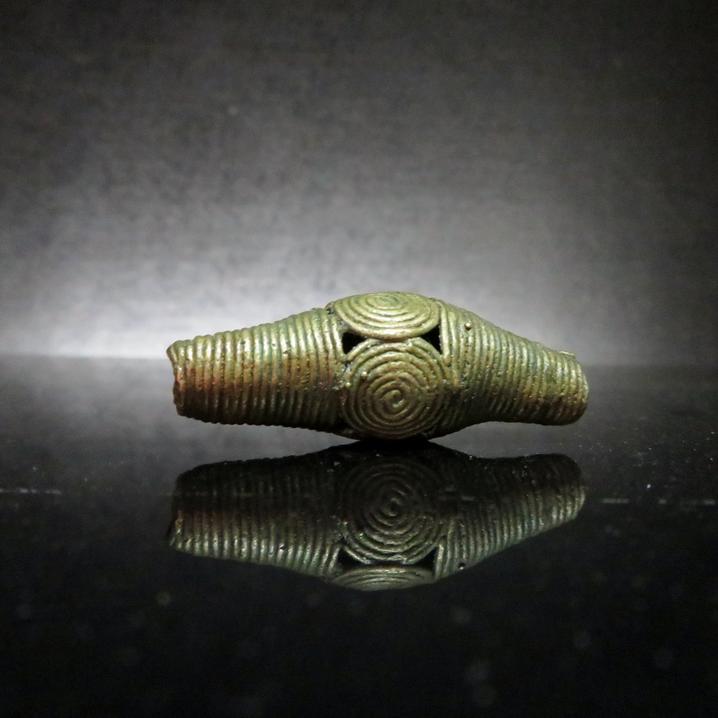 African brass Spiral cone Dread Bead - 4mm bead holes - Brass dread bead, Large hole beads, 4D049, , metal dread bead, metal dread bead