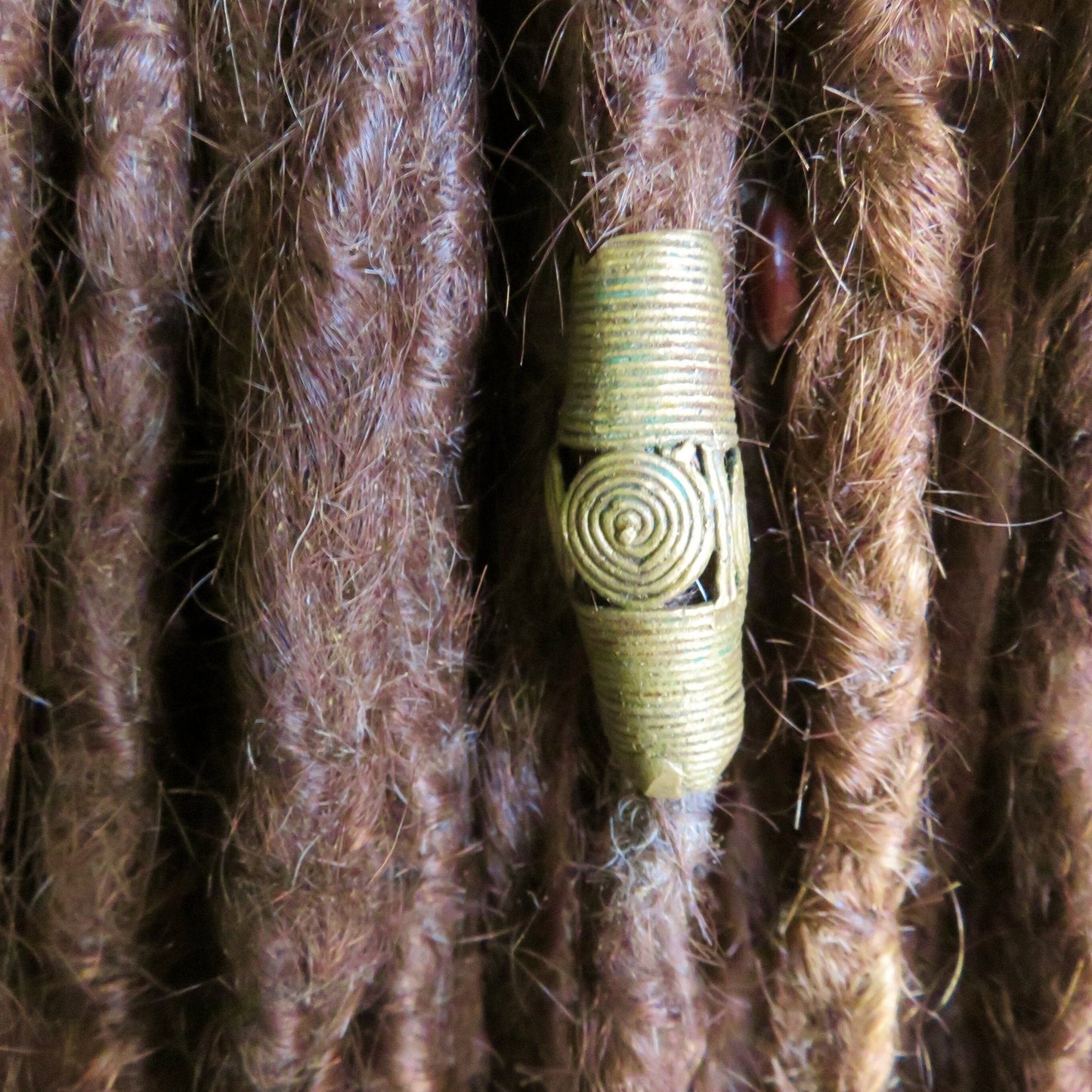 African brass Spiral cone Dread Bead - 4mm bead holes - Brass dread bead, Large hole beads, 4D049, , metal dread bead, metal dread bead