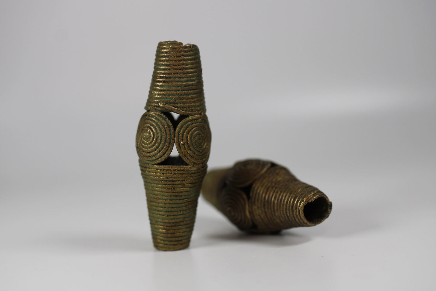 African brass Spiral cone Dread Bead - 4mm bead holes - Brass dread bead, Large hole beads, 4D049, , metal dread bead, metal dread bead