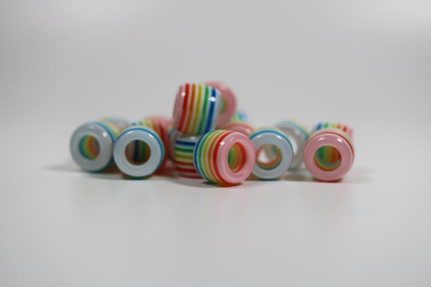 Pastel Rainbow Dread Beads // 6mm Bead Hole // Rainbow Dread Beads, Rainbow Dreadlock Bead, Dread Jewelry, Dread Accessories, 4C008