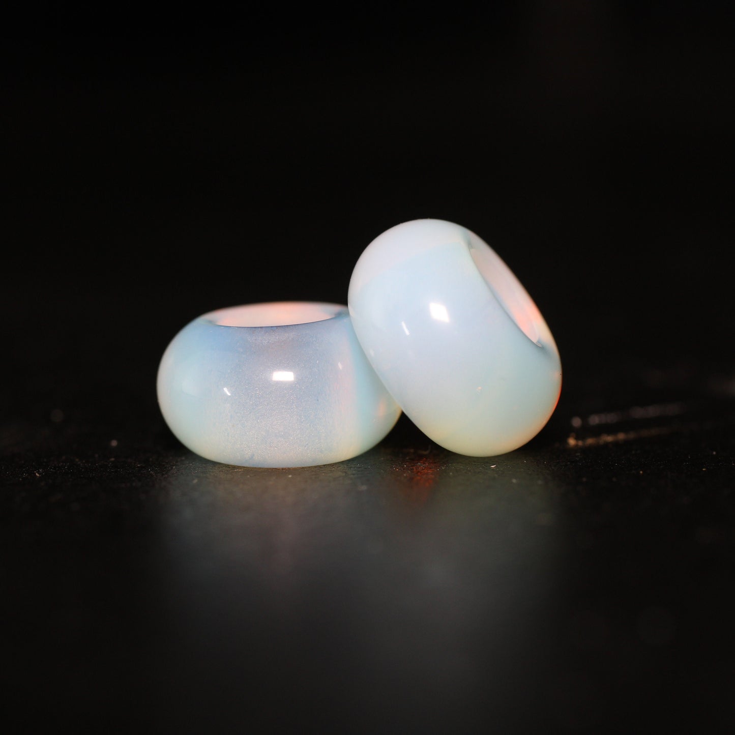 2 Opalite Glass Dread Bead - 5mm bead hole - Dreadlock Beads, Dread Lock Accessories, Loc Beads, Large Hole Beads,   Stone Dread Beads