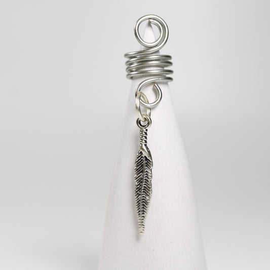 Feather Dread Bead // 6 to 12mm Bead Hole // Metal Dread Bead, Dreadlock Accessories, Loc Bead Coil, Loc Beads, Dread Cuff, 5B001