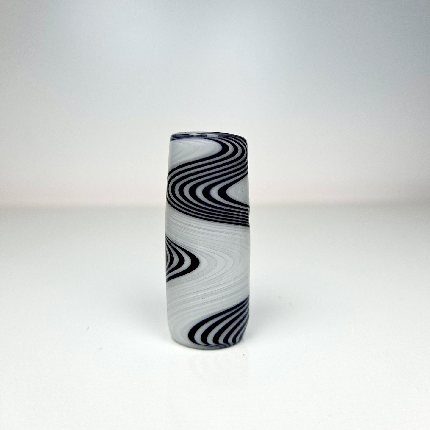 Black & White Stripe Glass Dread Bead / CUSTOM Style and sizes Options / 4-16mm Bead Holes / Spiral - Wig wag - Twist / Made To Order