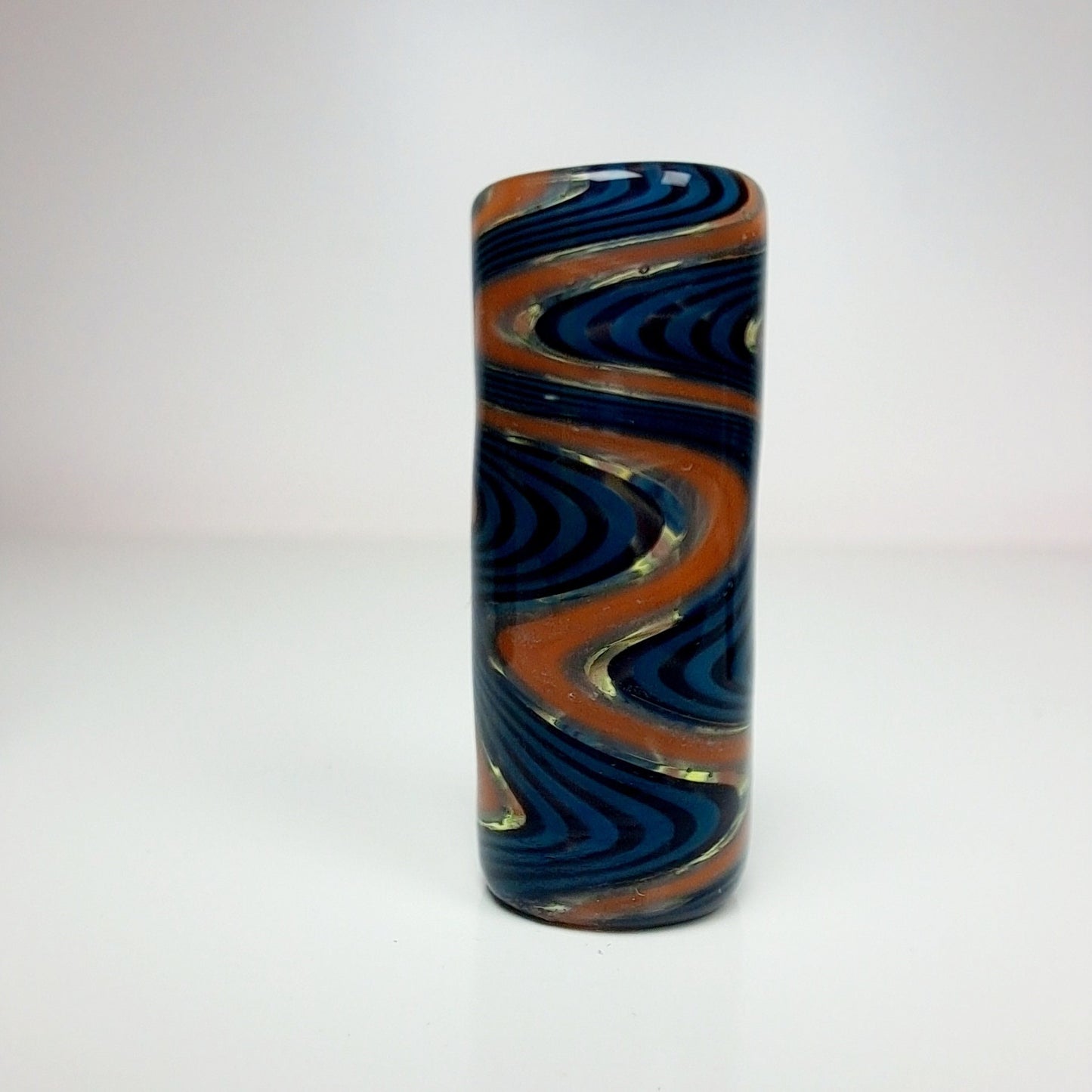 Blue & Orange Glass Dread Bead / CUSTOM Style and sizes Options / 4-16mm Bead Holes / Spiral - Wig wag - Twist / Made To Order