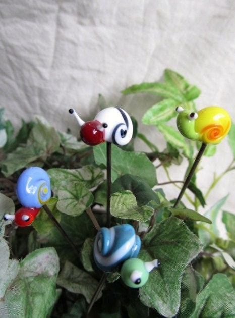 Glass Snail Plant Pals, House plant and Fairy Garden Decor