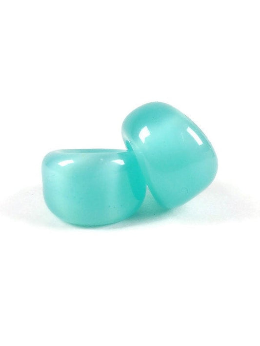 2 Blue Shampoo Glass Dread Beads,  CUSTOM Sizes 4-16mm bead holes
