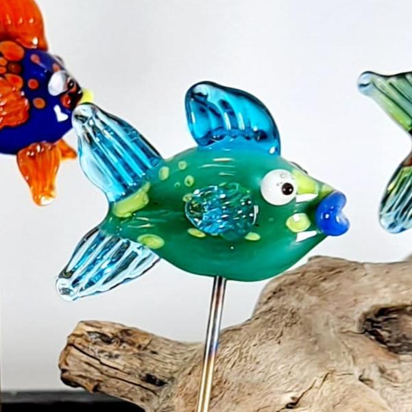 Glass Fish Plant Pals, House plant and Fairy Garden Decor