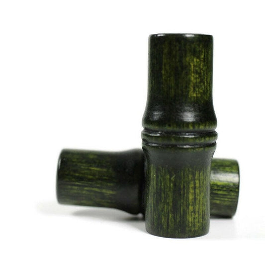 2 pack Green Wood Dread Beads - Bamboo shaped - 7mm bead hole -  Wooden Dread Beads, Natural dread beads, W37