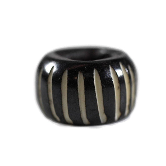 Zebra Stripe Bone Dread Bead // 8 - 12mm Bead Holes // Dreadlock Beads, Dread Jewelry, Dread Accessories, Large Hole Beads, Hair Beads