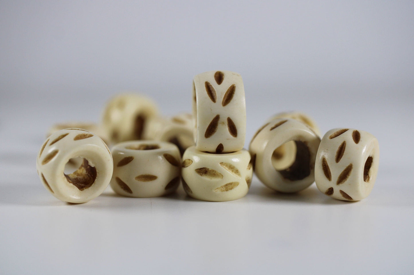 Carved Bone Dread Bead // 8 - 12mm Bead Holes // Dreadlock Beads, Dread Jewelry, Dread Accessories, Large Hole Beads, Hair Beads, B13