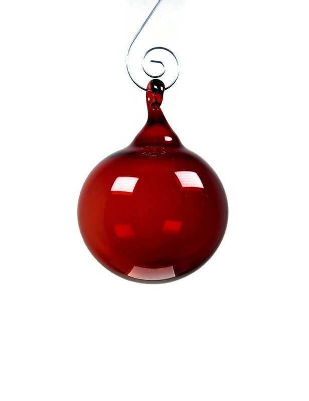 Glass Ball Ornament, Ruby Red Glass, Blown Glass Ornament, Glass Sphere, Blown Glass Ball, Glass Float, Glass Christmas Ornament