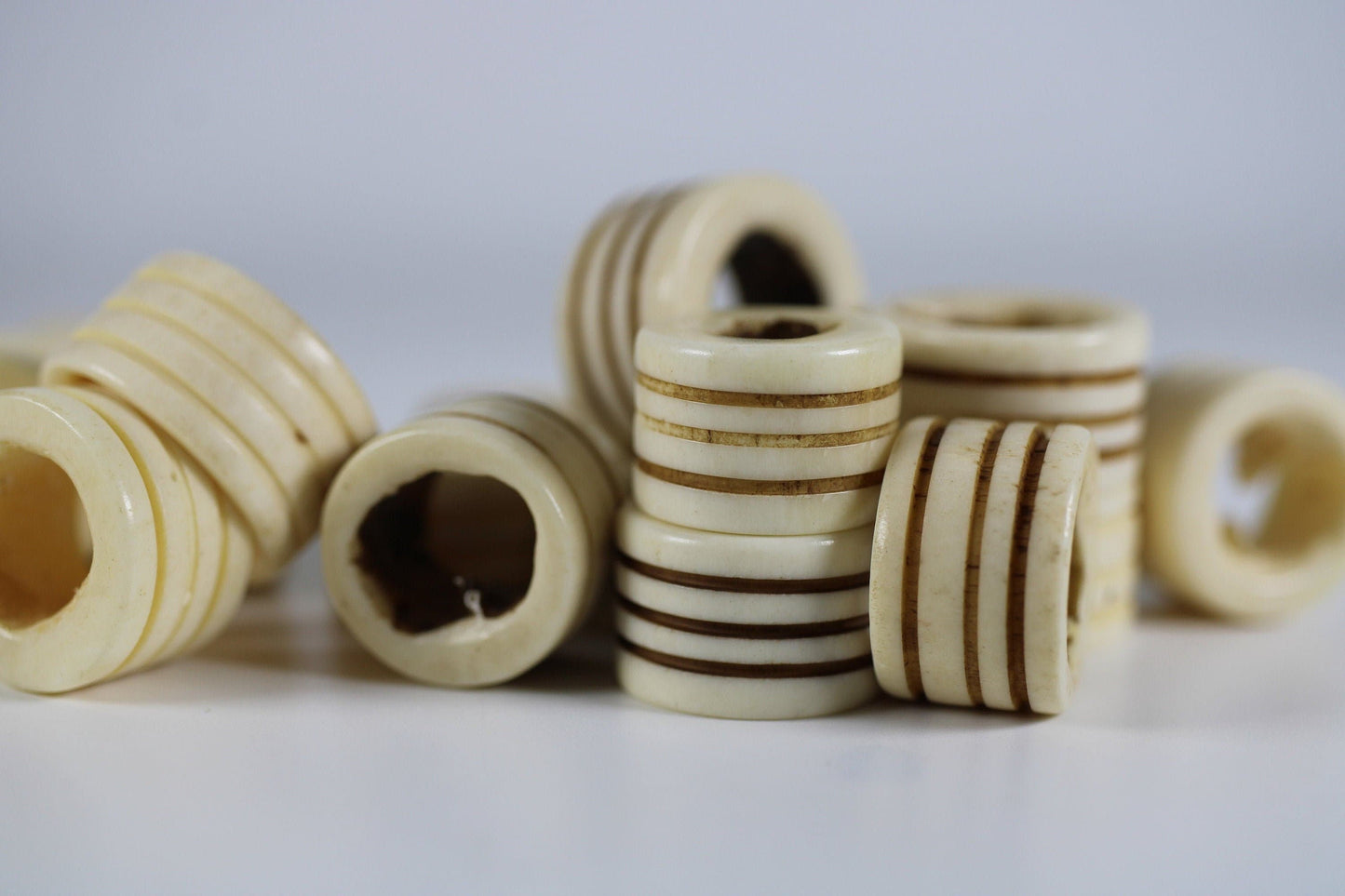 Saturn rings Bone Dread Bead // 6 - 12mm Bead Holes // Dreadlock Beads, Dread Jewelry, Dread Accessories, Large Hole Beads, Hair Beads