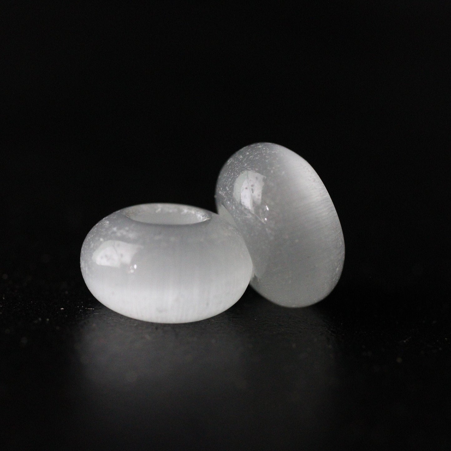 2 White Glass Cats Eye Dread Beads -  6mm Bead Hole - DreadLock Beads, Dread Beads and Accessories, Hair Beads, Dread Jewelry, 4D029