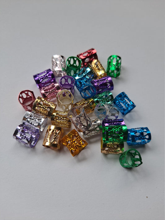 30 assorted colorful Dreadlock Beads // Adjustable 6-8 Bead Hole  // Dread Bead, Viking Dread Bead, Beard Beads, metal dread bead