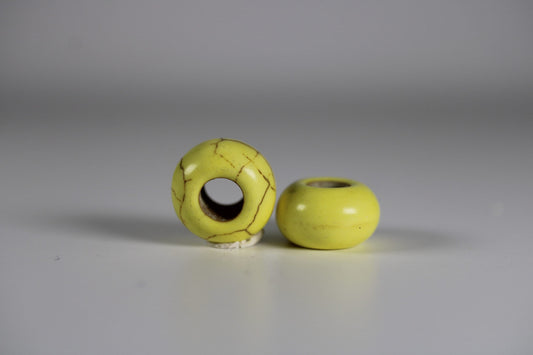 Yellow Howlite Dread Beads // 6mm Bead Hole - 2 pack // Rainbow Dread Bead,  Stone dread beads, Dread Jewelry,  Dread Accessories,