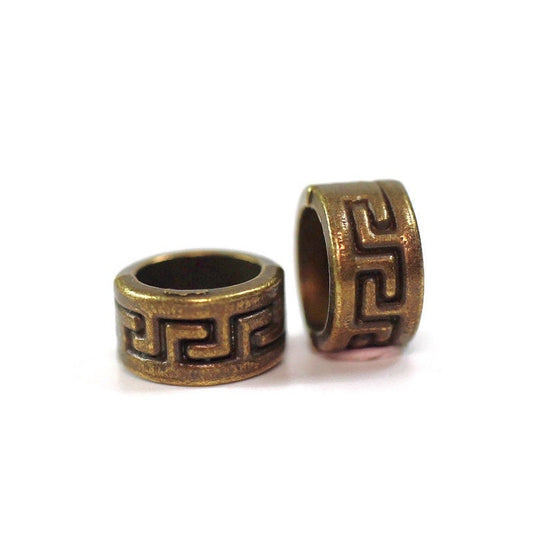 2 pack "gold" Metal Celtic dread lock beads or viking beard beads 5mm bead hole, 4E002, , metal dread bead, metal dread bead