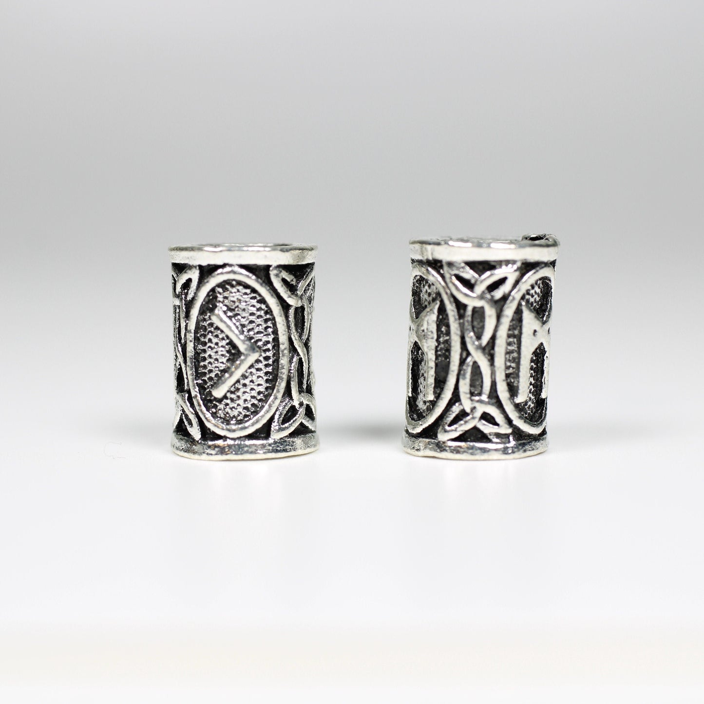 Silver Viking Dreadlock Beads // 6mm Bead Hole - Assorted 2 Pack // Dread Bead, Viking Dread Bead, Beard Beads, metal dread bead