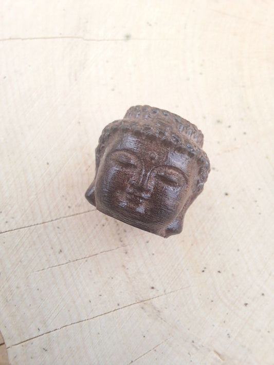 Dark Brown Buddha Head Wood Dread Bead // 4 - 10 mm Bead Hole // Dreadlock Bead, Loc Jewelry, Dreadlock Accessories, Paracord Beads