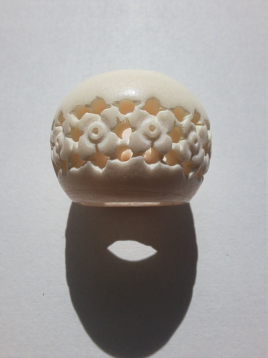 Flower Child Bone Dread Bead / 15mm Bead Holes / Natural Beads for Dreadlocks, Bone Hair Beads, Natural Hair Jewelry