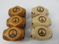 Peace sign wood burned  dread bead  Light or Dark 9 mm bead hole