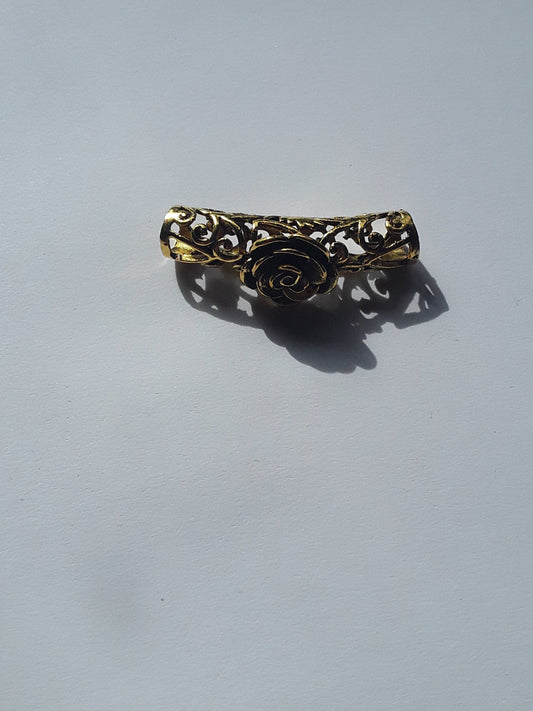 Antique Gold Rose Celtic dread lock beads or viking beard beads 10mm bead hole, 4E002, , metal dread bead, metal dread bead