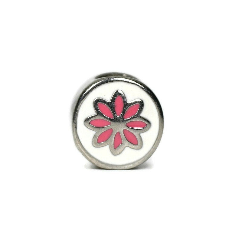 Pink Flower Dread Bead, 5mm Bead Hole, Large hole Bead, Dreadlocks beads, Metal Dreadlock Bead, 4E001, , metal dread bead, metal dread bead