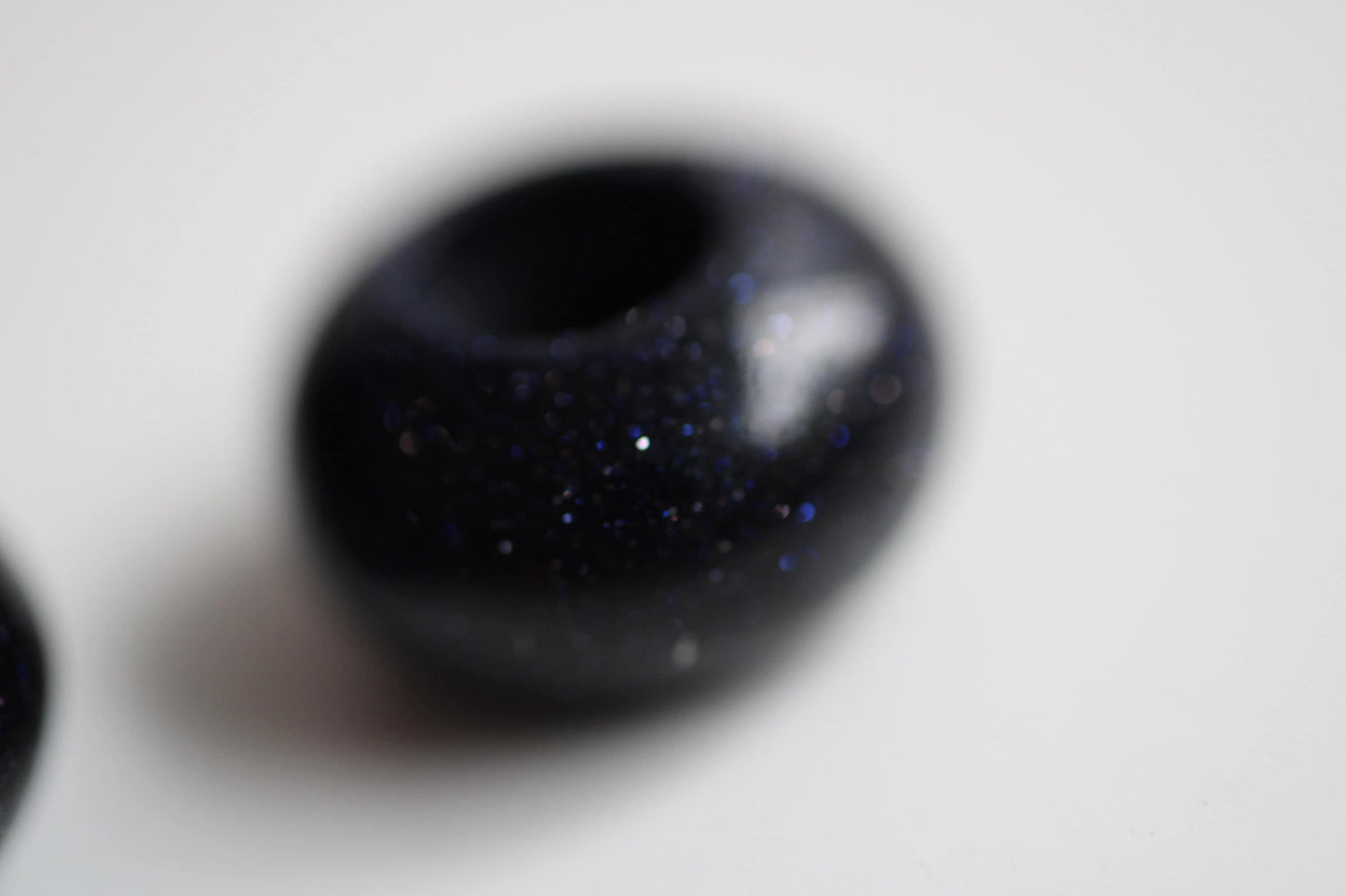 2 Blue Goldstone Glass Dread Bead - 5mm bead hole - Dreadlock Beads, Dread Lock Accessories, Loc Beads, Stone dread beads