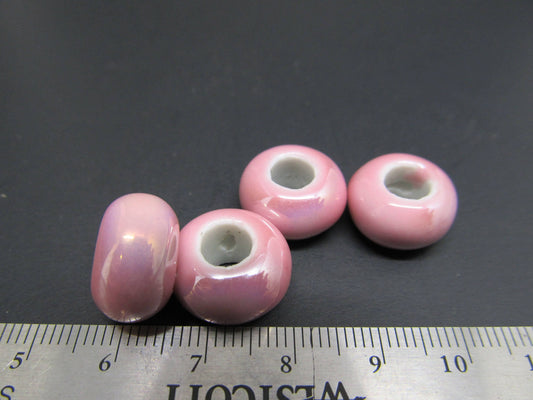 2 Pack Pink Ceramic Dread Beads - 6mm Bead Hole - Dread Lock Beads, Hair Beads, Dread Accessories, Dreadlock Beads, Large Hole Beads