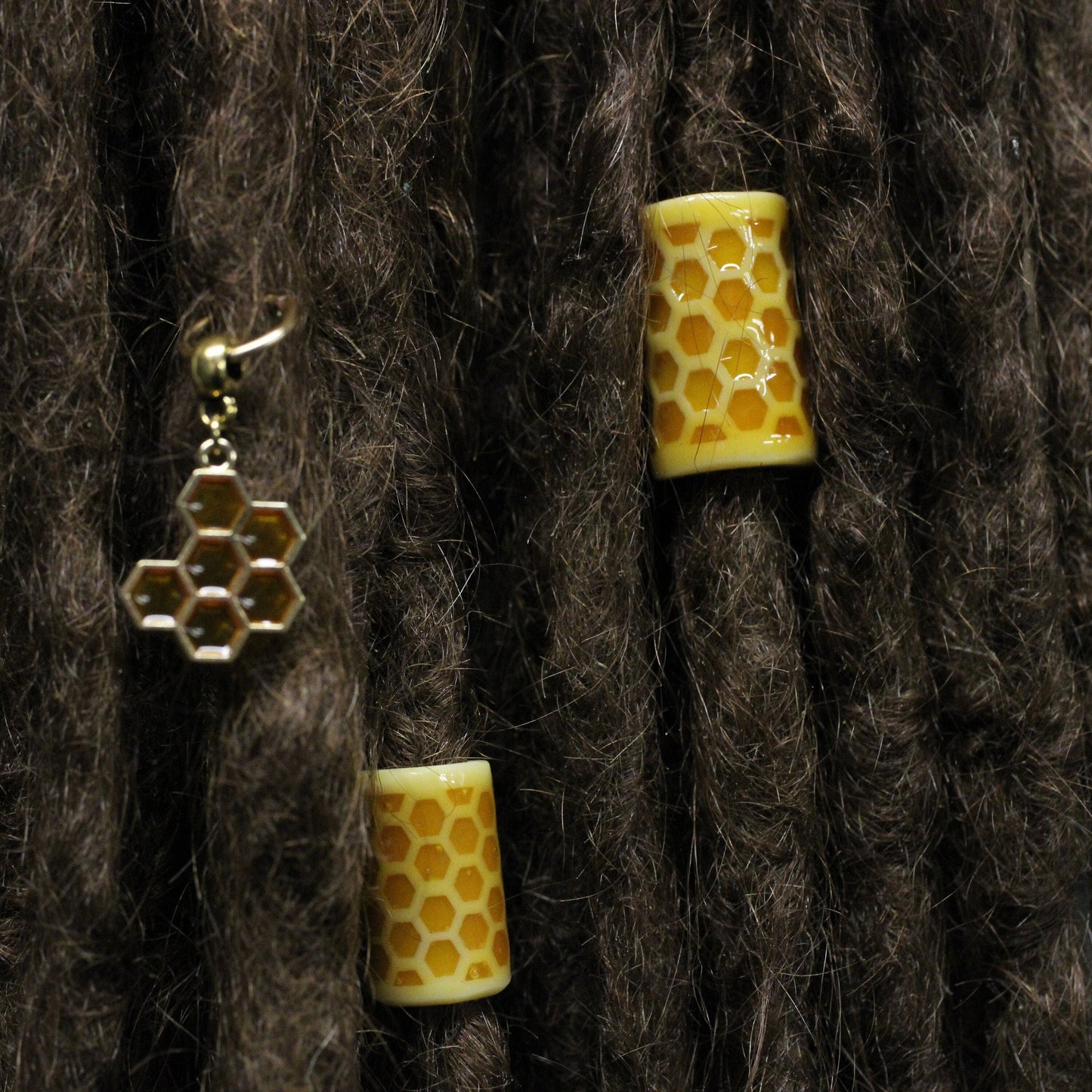 Honey Comb Dreadlock Bead / CUSTOM Bead Hole Size  / Dreadlock Accessories, Loc Beads, Dreadlock Jewelry, Paracord Beads, 4D040