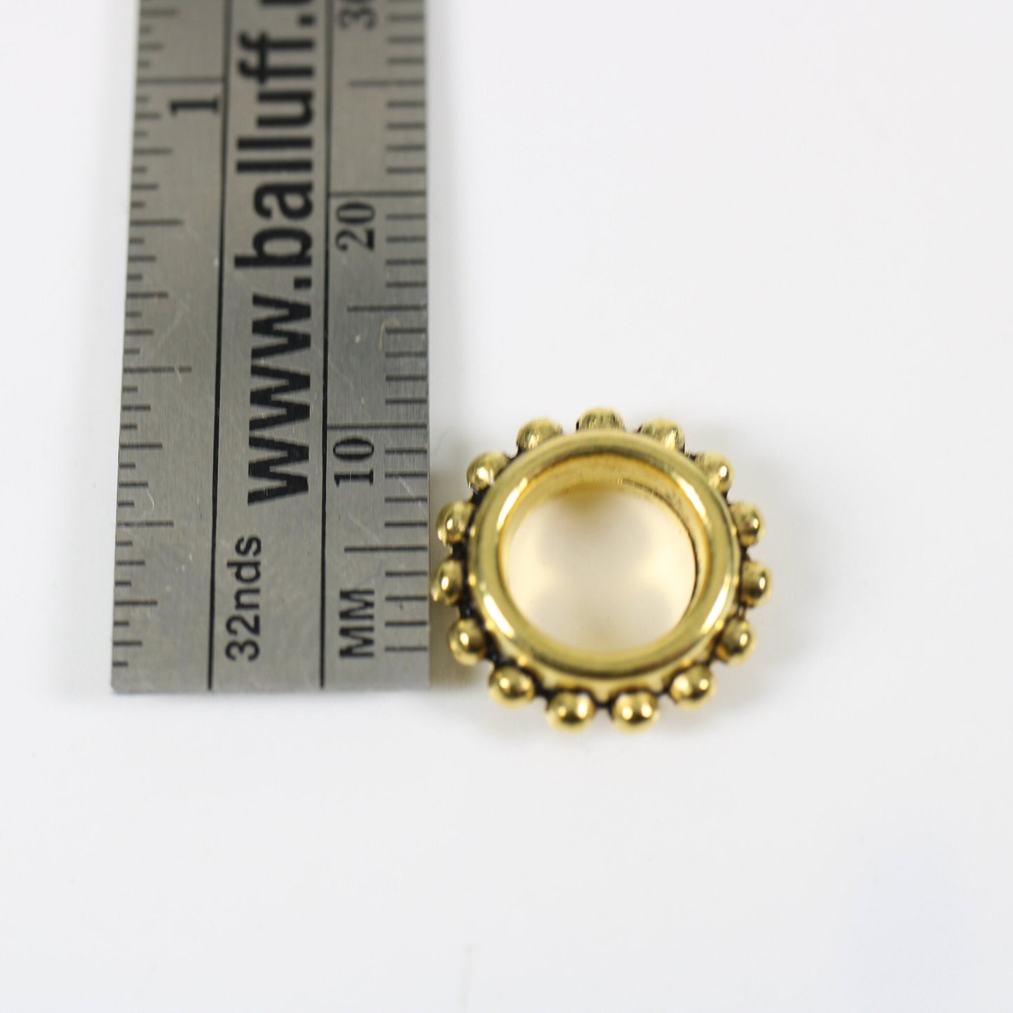 5 Gold Stackable Dreadlock Bead - 7mm bead hole - Large Hole Beads for Jewelry, Flower dread bead, Dreadlocks, metal dread bead