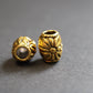 2 pack Daisy Dread Bead Gold - 5mm bead hole - Large Hole Beads for Jewelry, Hair, Braids, Dreadlocks, & Beards, metal dread bead