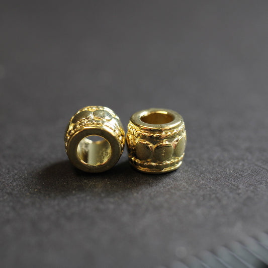 2 pack Gold Dread Bead - 4mm bead hole - Large Hole Beads for Jewelry, Hair, Braids, Dreadlocks, & Beards -