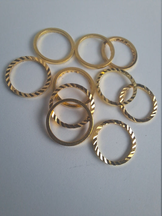 10 gold ring Dread beads/ 10mm Bead hole / Dreadlock Beads, Metal Dread Bead, Dreadlock Accessories, Loc Bead, Dread Jewelry