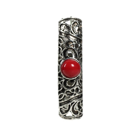 Red Cabachon Dreadlock Bead - 8mm bead hole - Large Hole Beads for Jewelry, Flower dread bead, Hair, Braids, metal dread bead