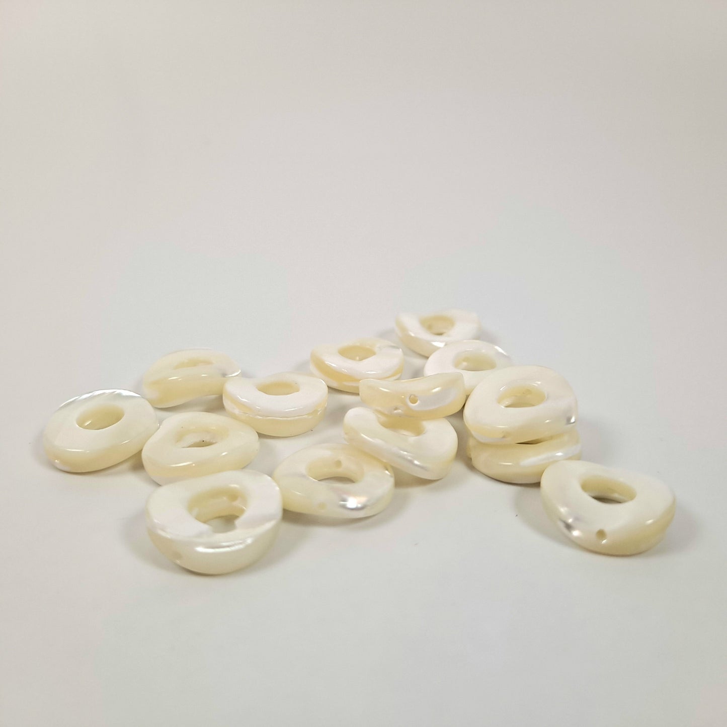 Mother of Pearl Dread Bead Rings, 2 Pack - 6mm bead hole - Shell Dread Beads, White Mother of Pearl Beads  Stone Dread Beads