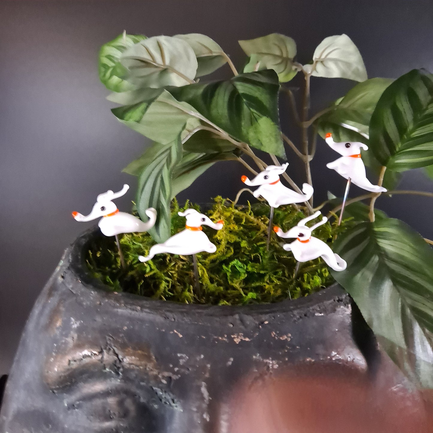 Ghost Dog Plant Pals, House plant and Fairy Garden Decor