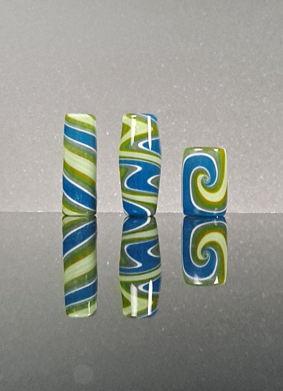 Forest Spring Glass Dread Bead / CUSTOM Style and sizes Options / 4-16mm Bead Holes / Spiral - Wig wag - Twist / Custom Loc Accessories