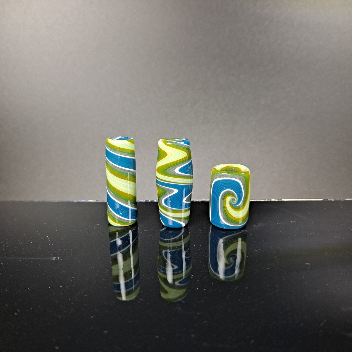 Forest Spring Glass Dread Bead / CUSTOM Style and sizes Options / 4-16mm Bead Holes / Spiral - Wig wag - Twist / Custom Loc Accessories