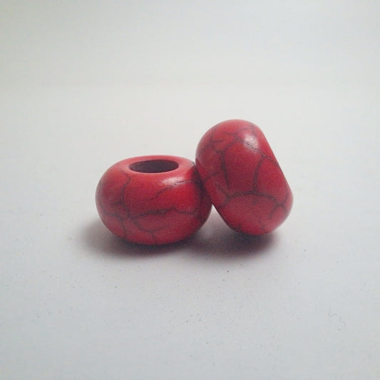 Red Howlite Dread Beads // 6mm Bead Hole - 2 pack // Rainbow Dread Bead, Stone dread beads, Dread Jewelry,  Dread Accessories