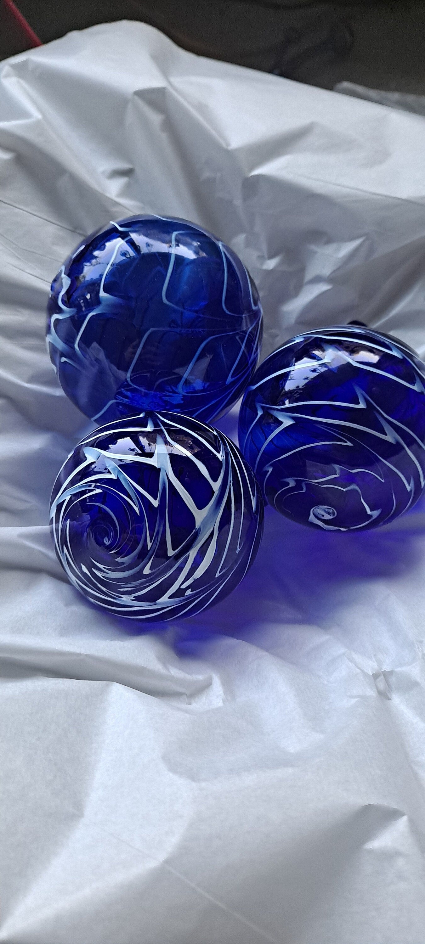 Hand Blown Glass Cobalt Blue Ornament Collection