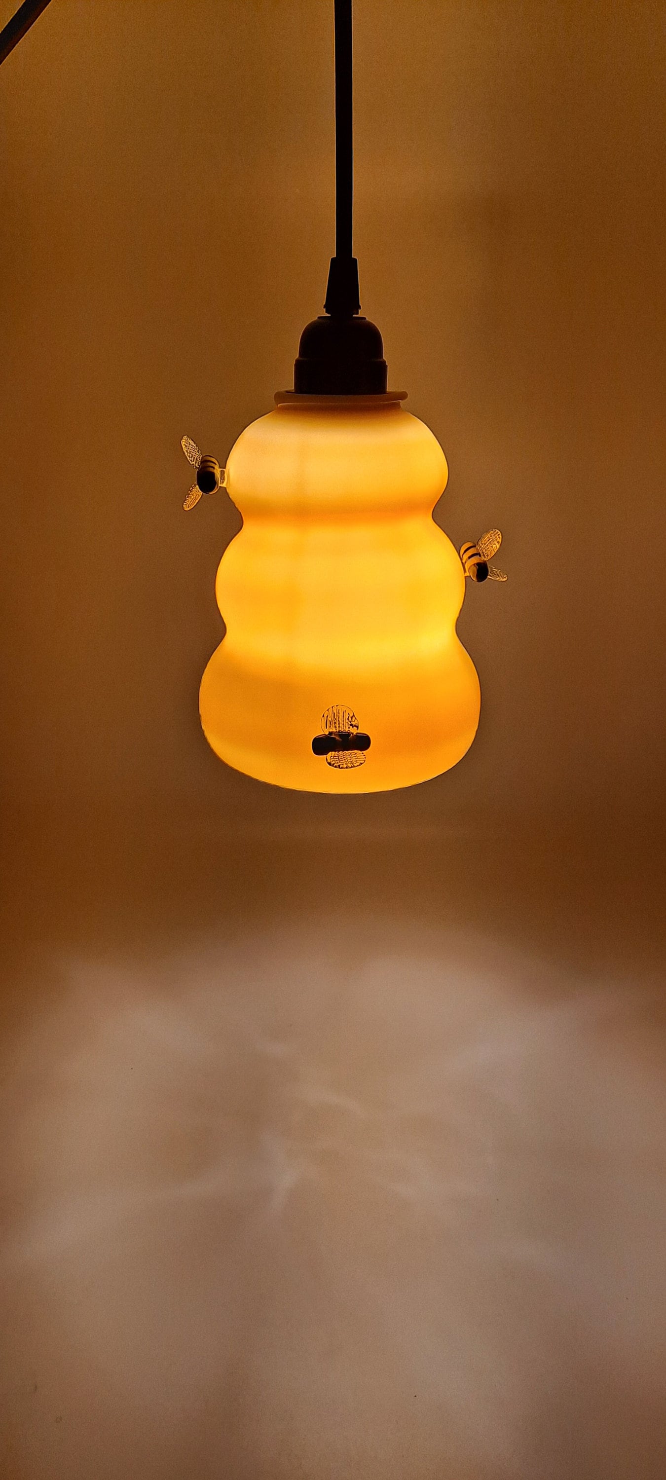 Glass Lamp Shade,  Bee Hive Swag Lamp, Ready to Ship